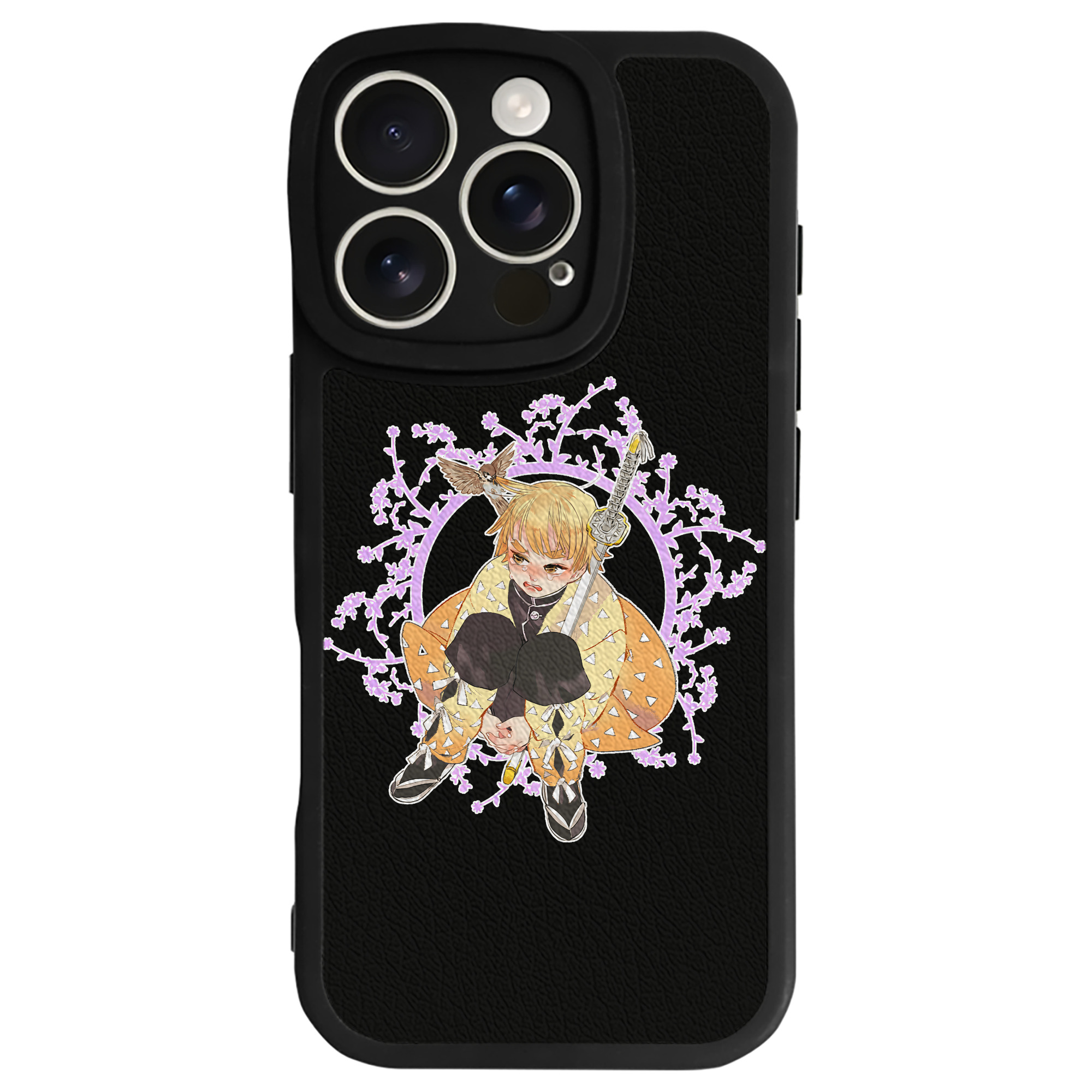 （画像用） 鬼滅の刃（きめつのやいば）我妻 善逸／あがつま ぜんいつ Agatsuma Zenitsu 【iPhone 16シリーズ対応】シリコンスマホケース（レザー調） 材質：シリコン